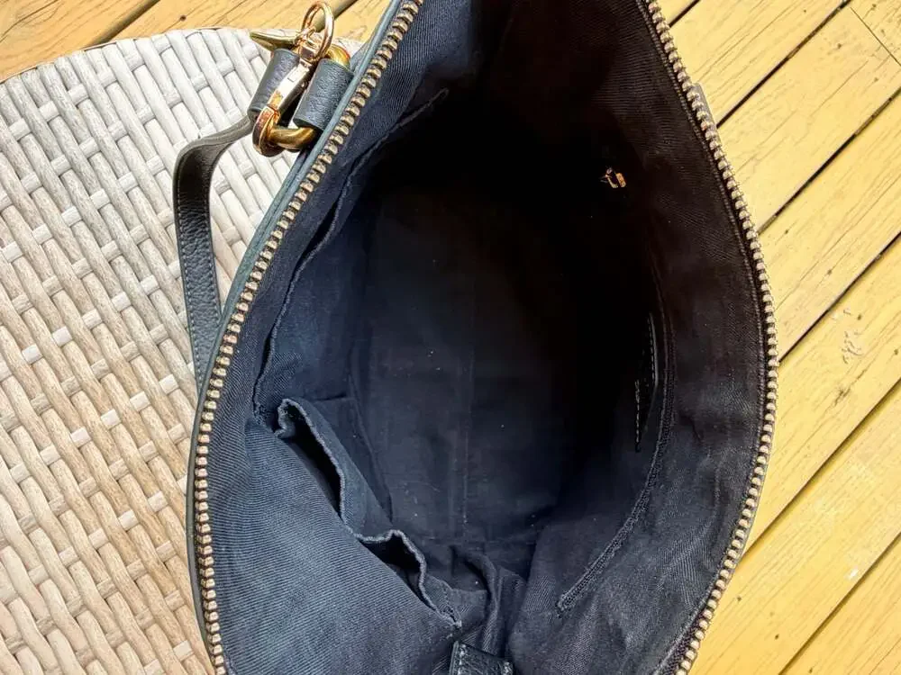 Fossil Issue No. 1954 Black Leather Tote Bag with Cherry Charm